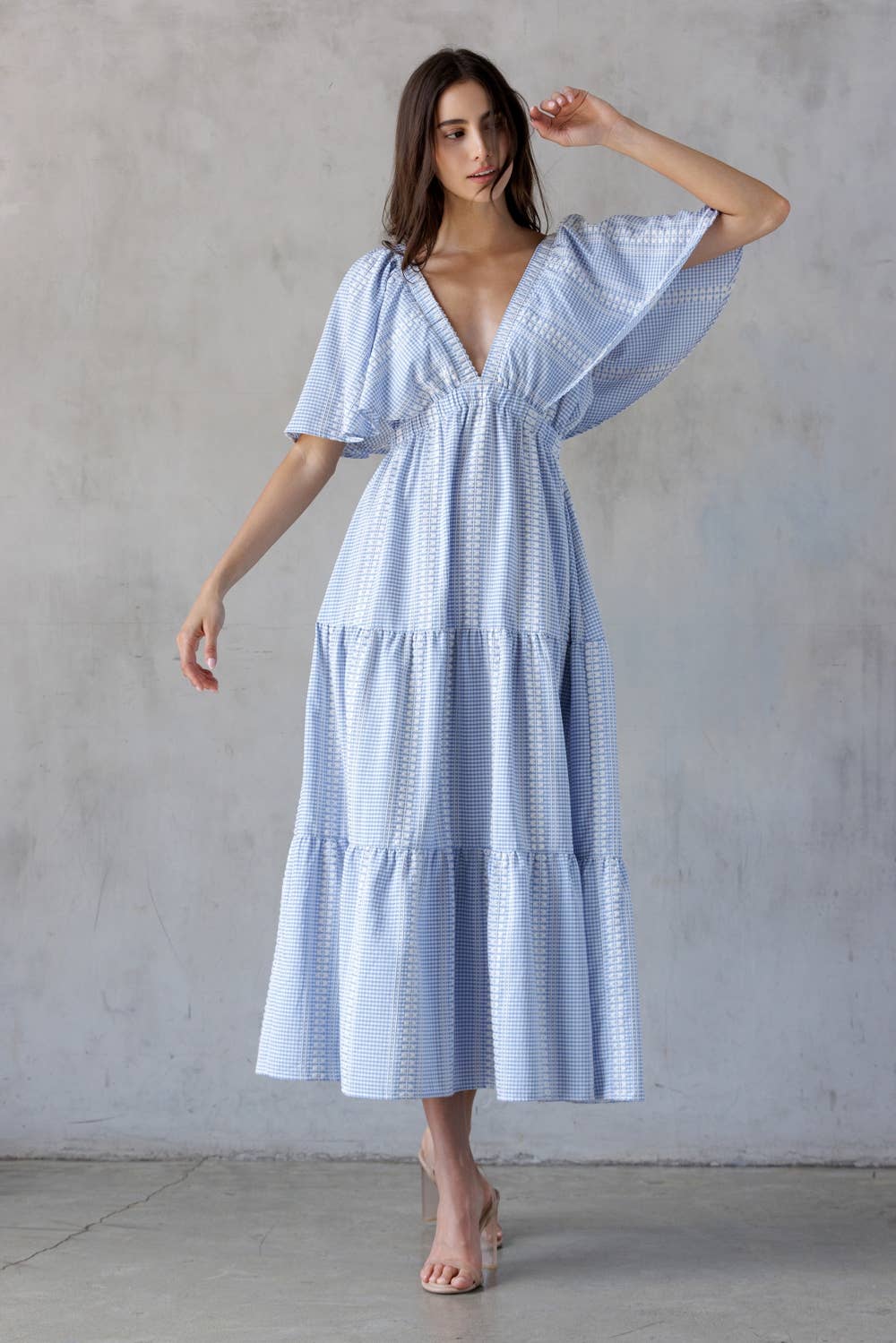 Down the cape maxi dress