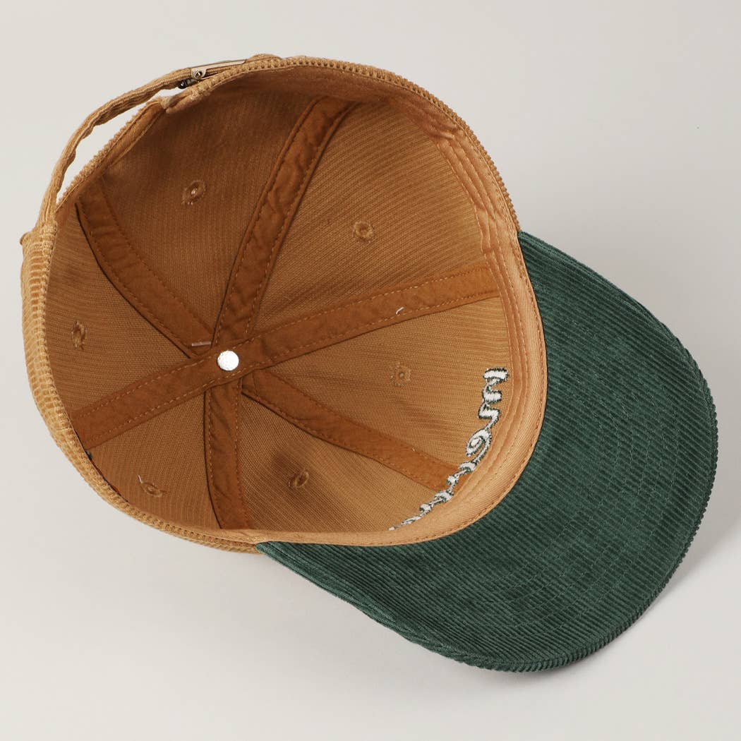 Merry Text Embroidery Two-Tone Corduroy Hat