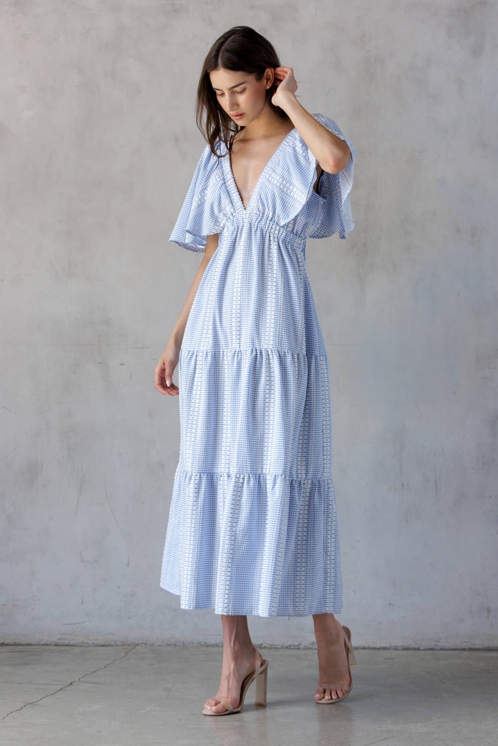 Down the cape maxi dress