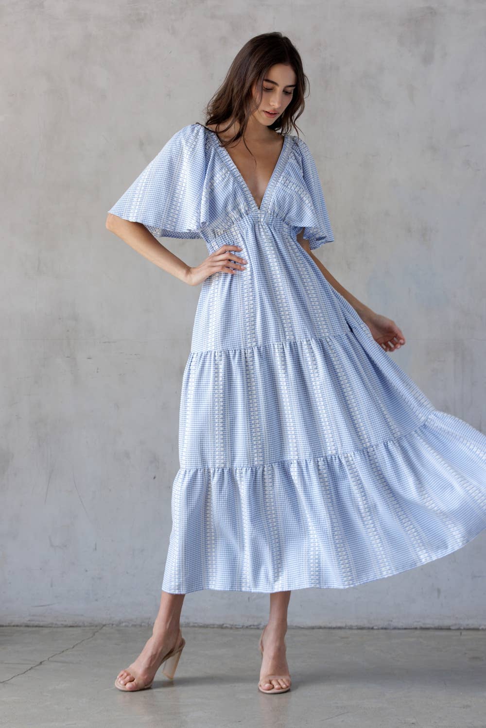 Down the cape maxi dress