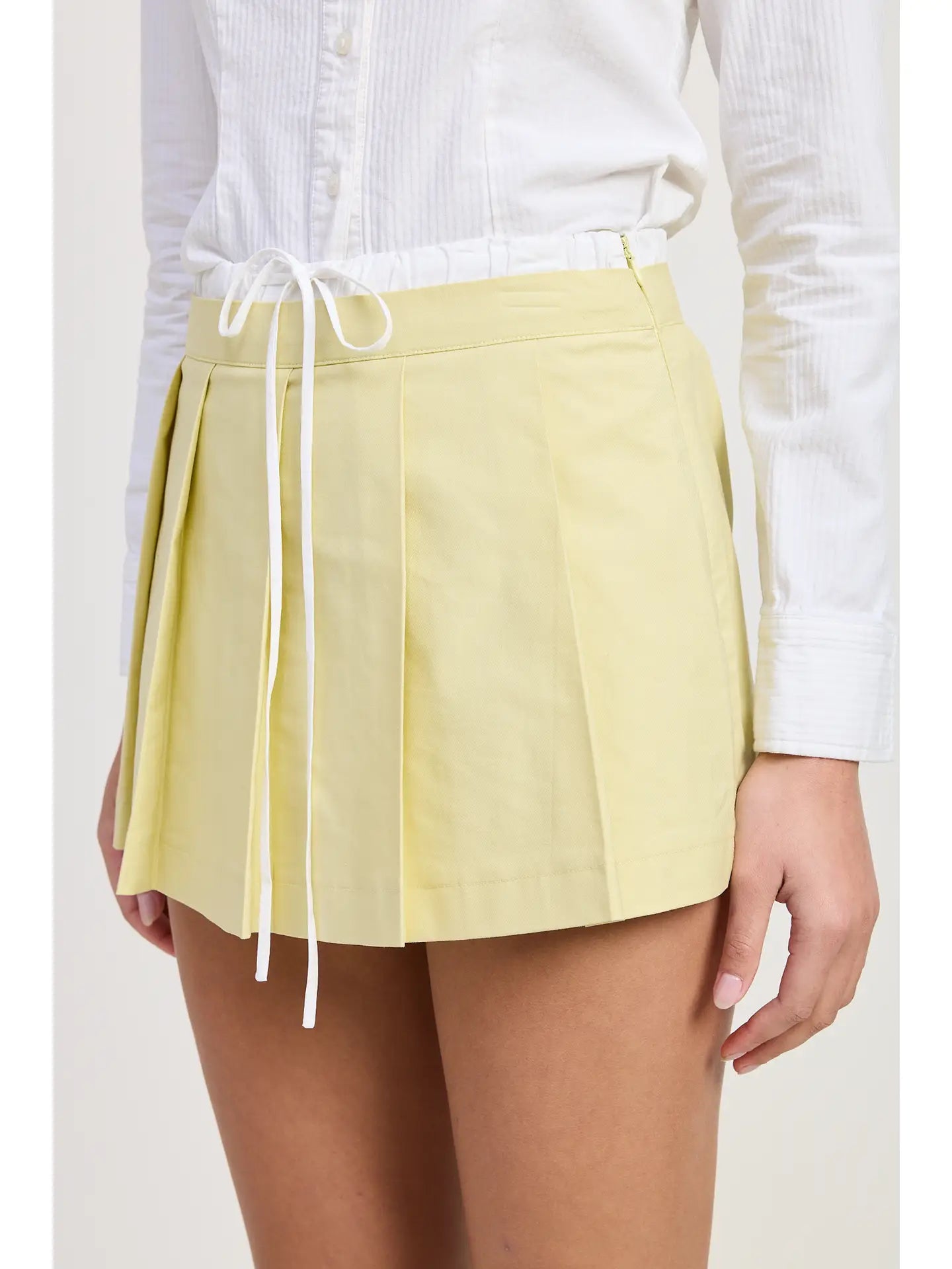 Contrasted Waist Band Pleated Skort