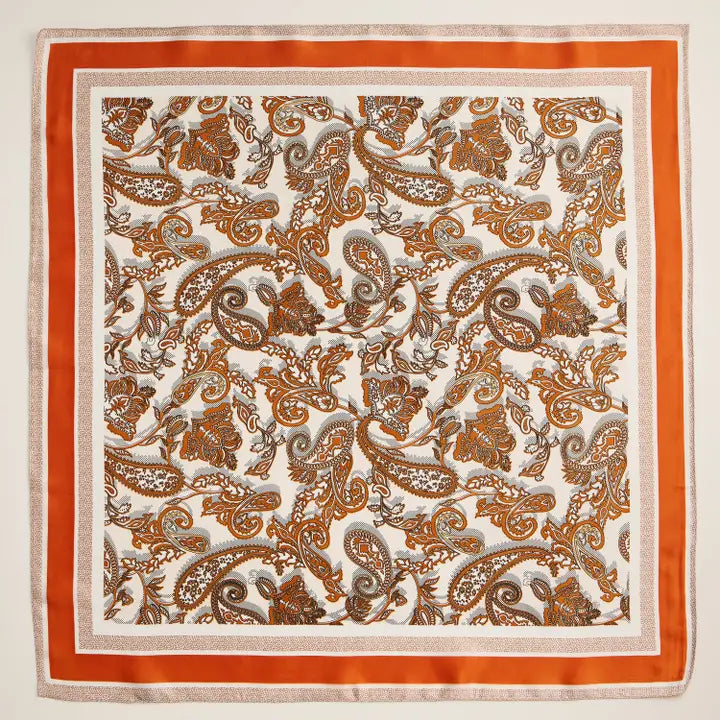 Retro Paisley Silk-Feel Square Scarf For Timeless Look