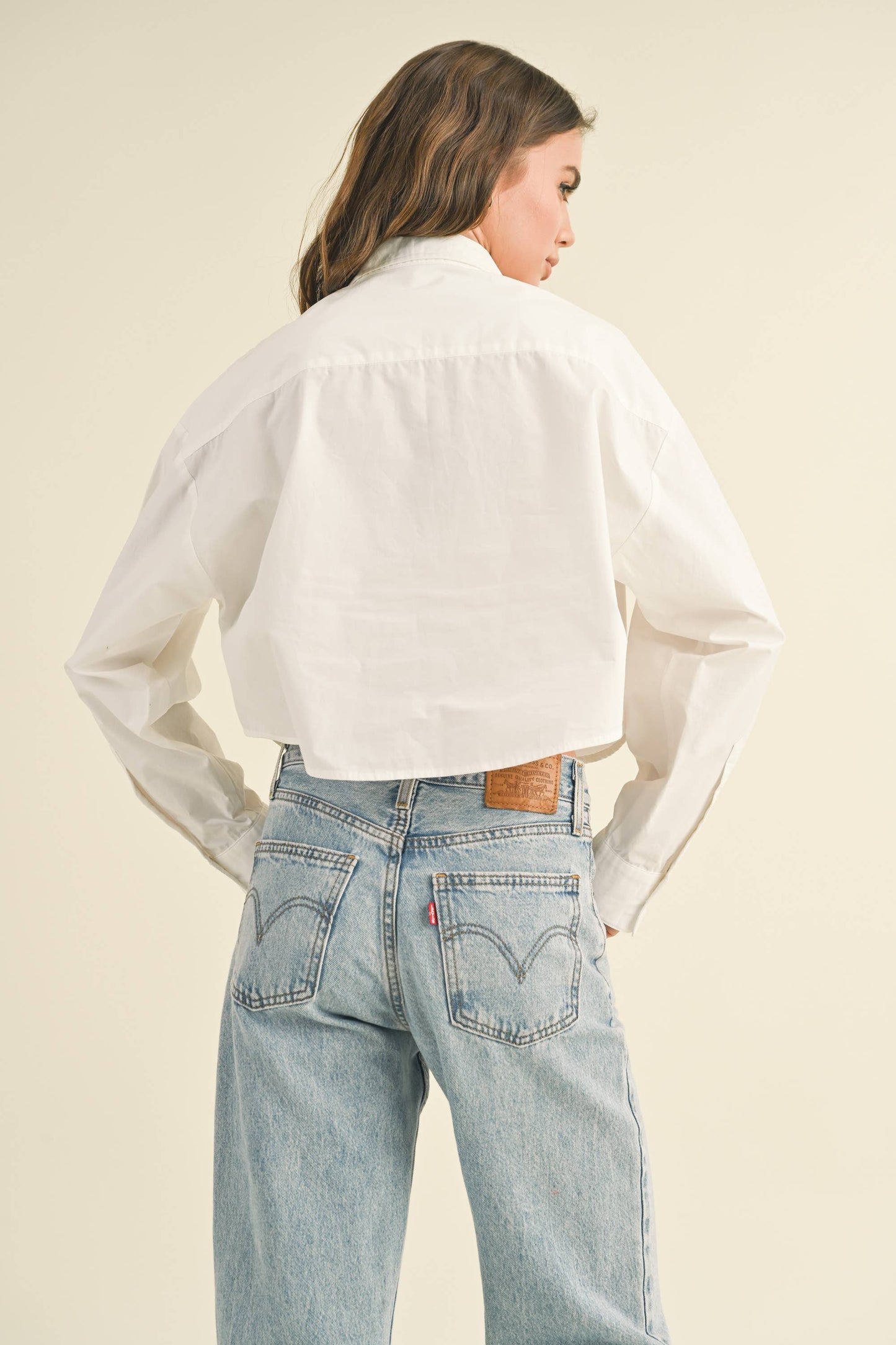 Alyson Crop Buttondown Top
