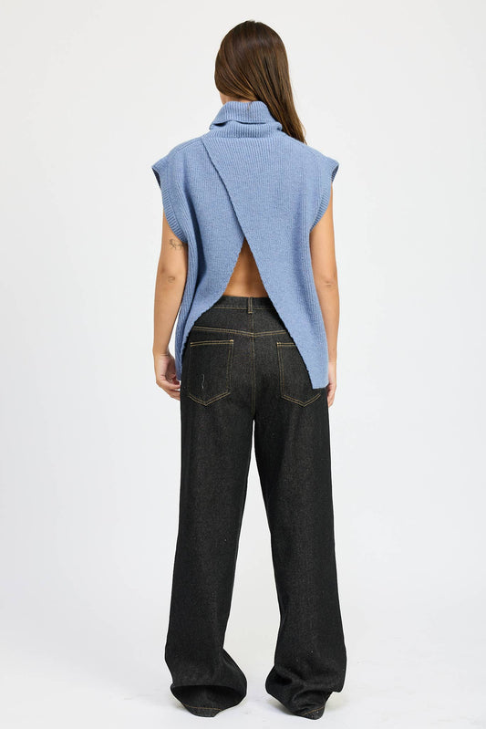 Peek-A-Blue Sweater Top