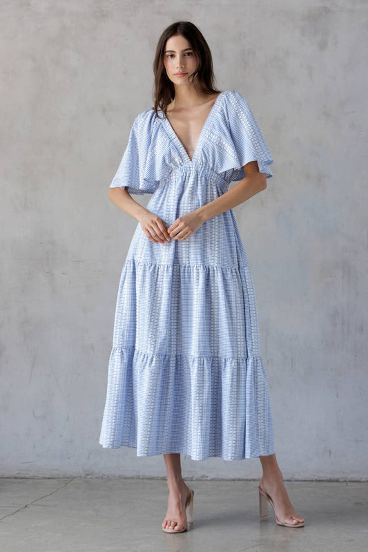 Down the cape maxi dress