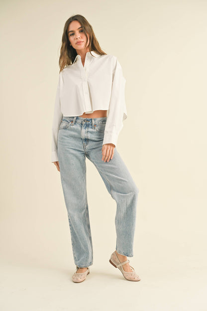 Alyson Crop Buttondown Top