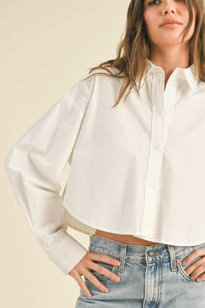 Alyson Crop Buttondown Top