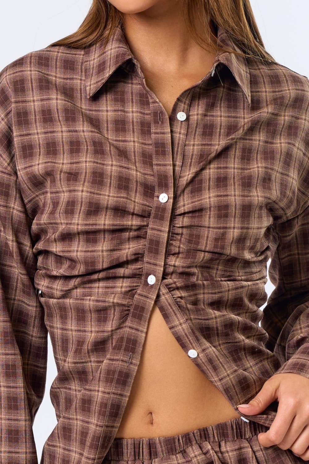 Stay A While Plaid Top