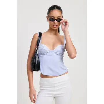 Satin Bustier Top with Lace Detail