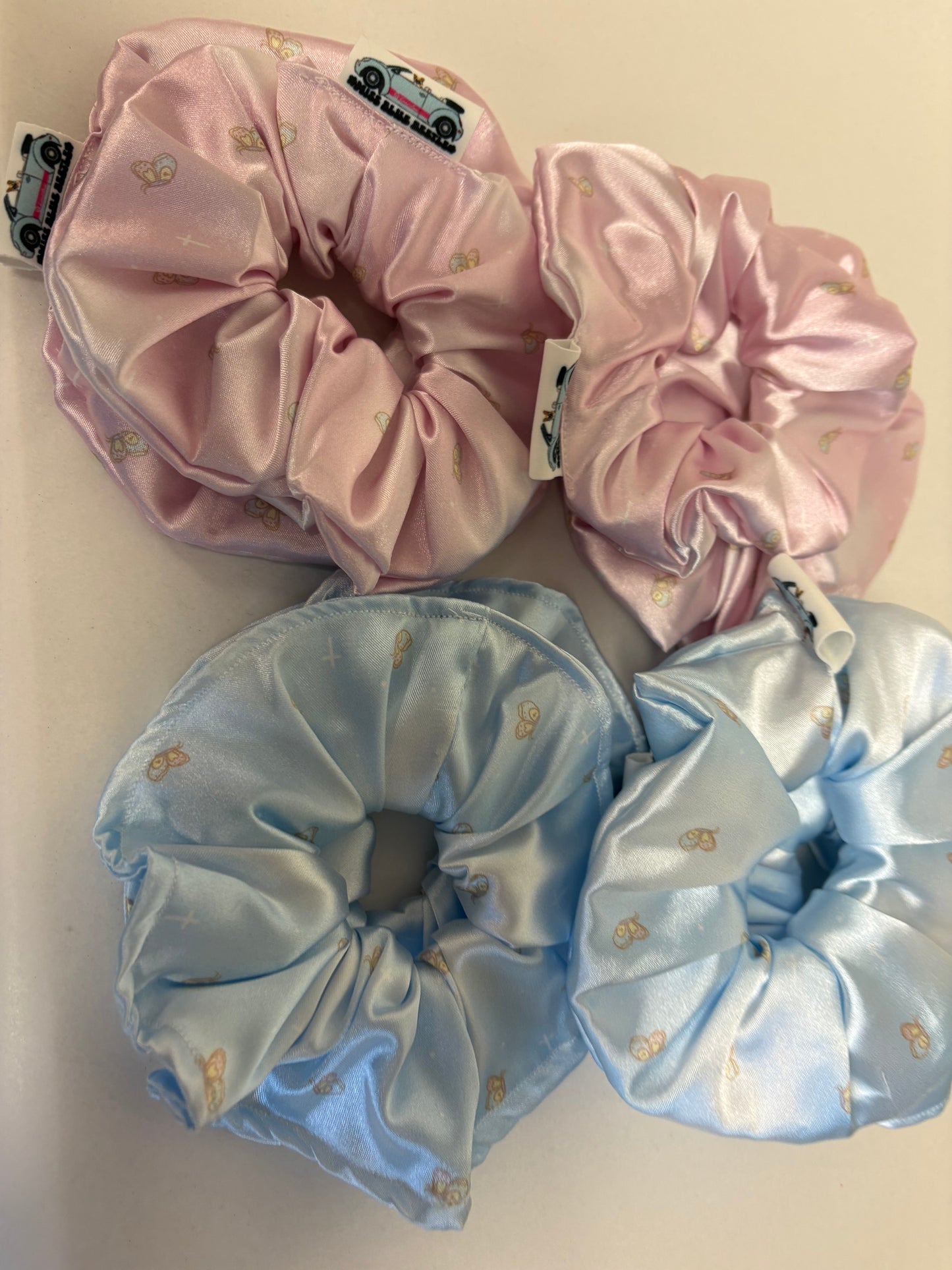 Blue & Pink Faith based scrunchies