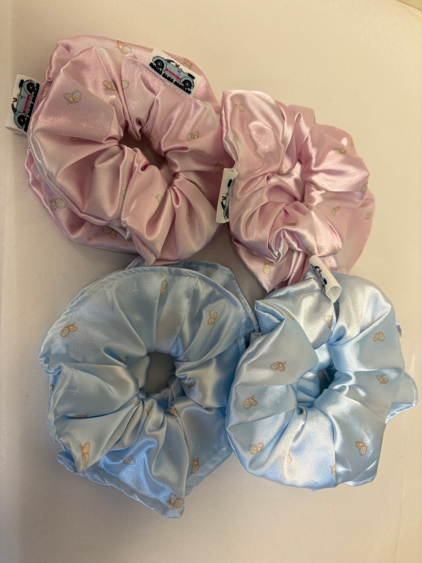 Blue & Pink Faith based scrunchies
