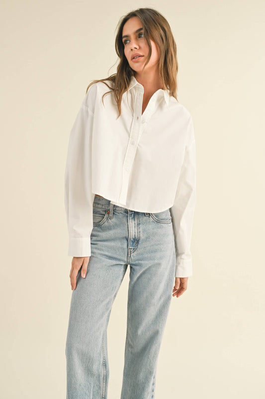 Alyson Crop Buttondown Top