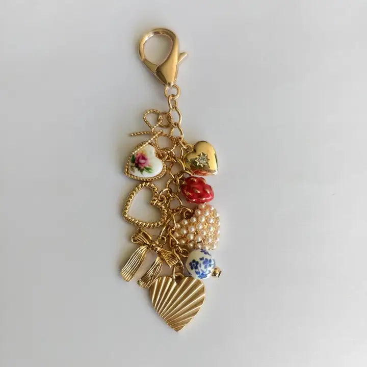 Bows Hearts Pearl Strawberry Bag Charm