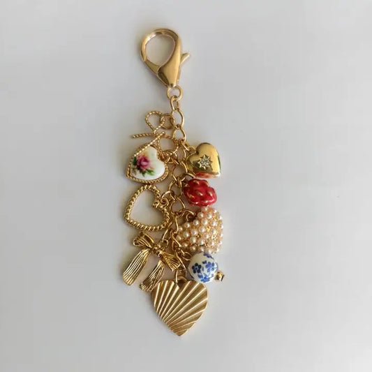 Bows Hearts Pearl Strawberry Bag Charm