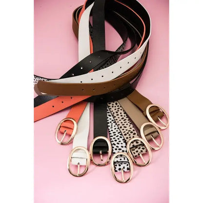 Classic Oval Buckle Leather Belt
