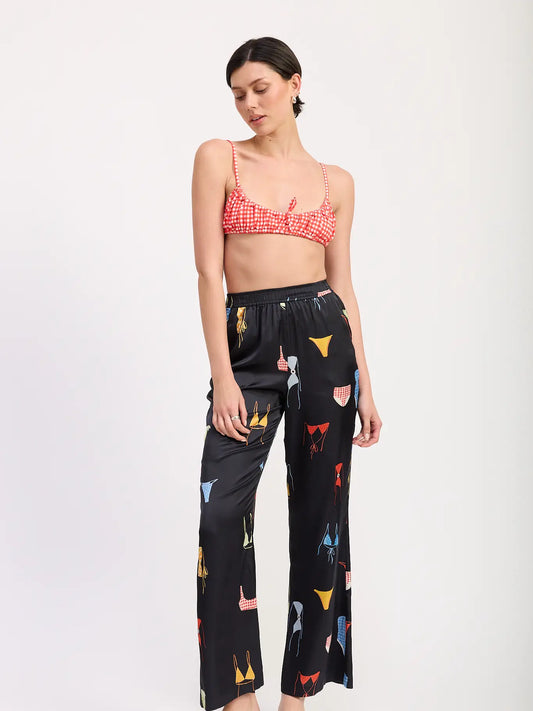 Printed Satin Wide Leg Pants