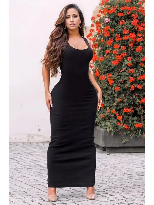Scoop Neck Jersey Maxi Dress