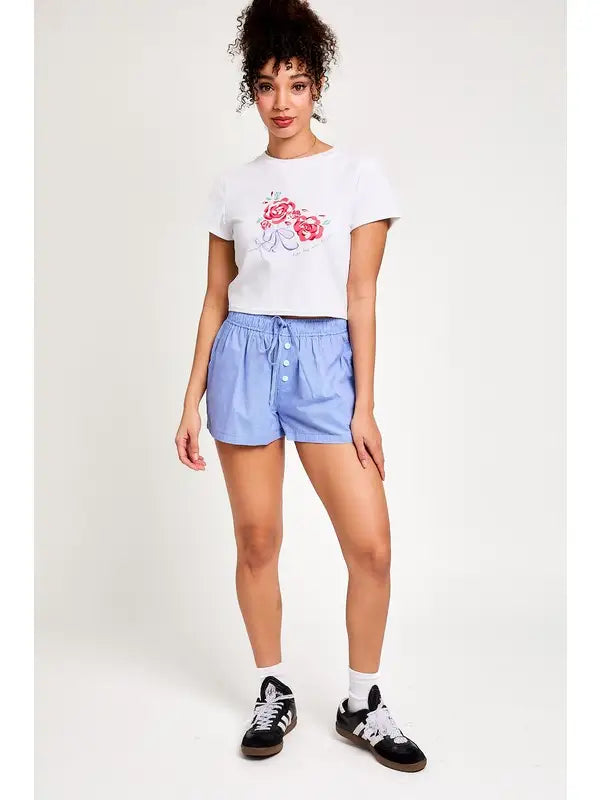 Waist Tie Check Shorts