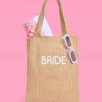 Bride Beach Tote Embroidered Straw Tote, Bride Gift, Bachelorette