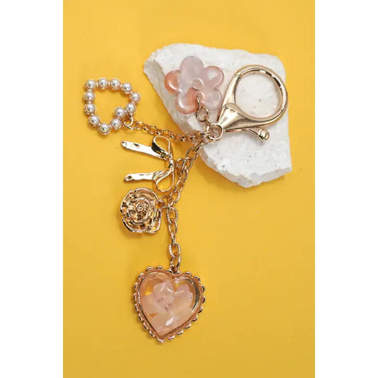 Flower Bow Pearl Heart Bag Charms