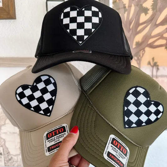 Checkered Heart Hat