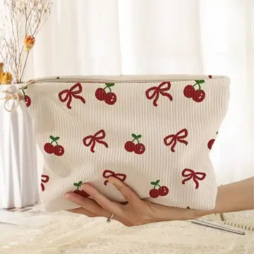 Travel Bow Cherry Cosmetic Bag