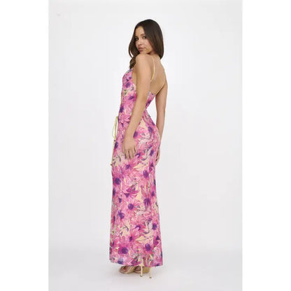 Cowl Neck Lace Front Detail Maxi Dress