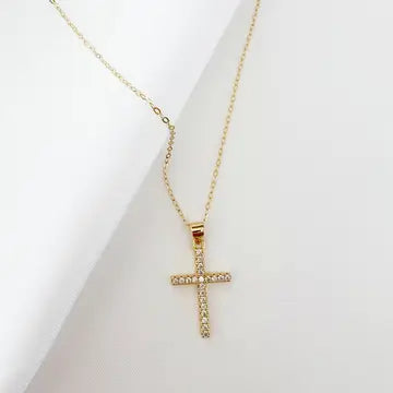Cross Religious Cz Necklace Gold Filled