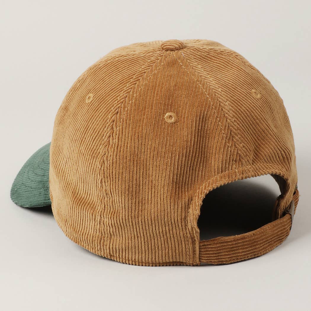 Merry Text Embroidery Two-Tone Corduroy Hat