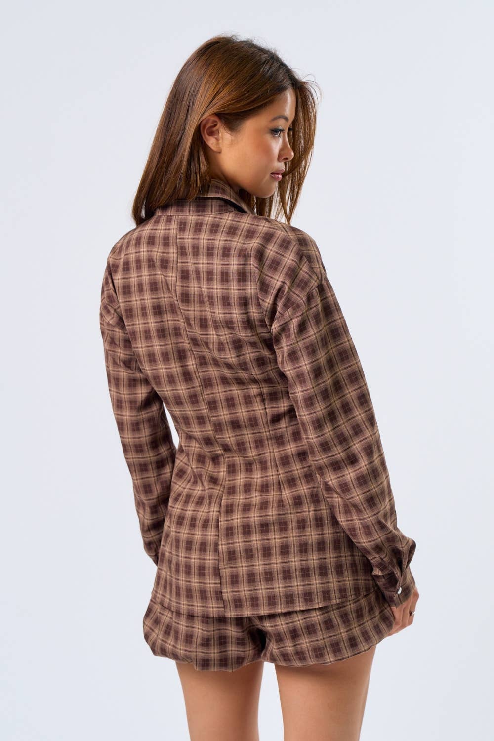 Stay A While Plaid Top