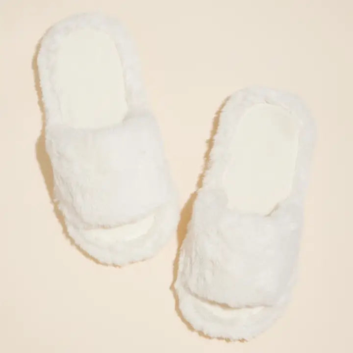 Open Toe Plain Fuzzy Slippers