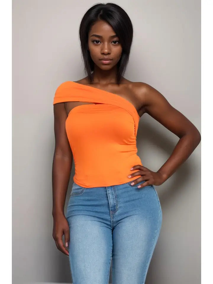 One Shoulder Ruched Top