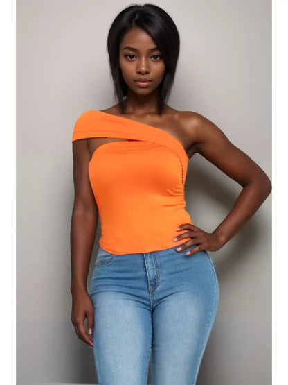 One Shoulder Ruched Top