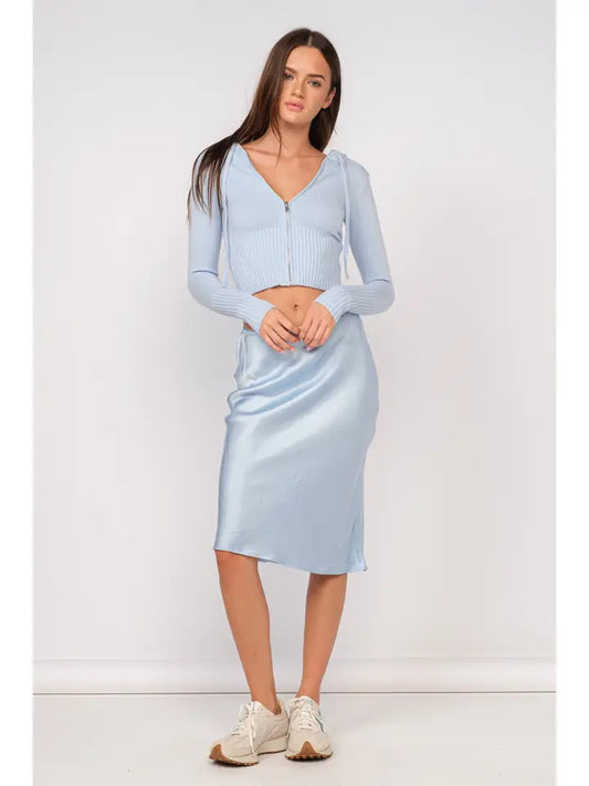 Stain Mini Lace Trim Slim Fit-in Midi Skirt
