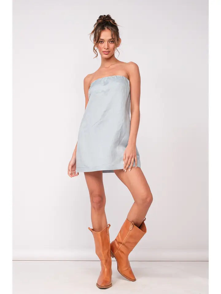 Solid Open Back with Band Tube Mini Dress