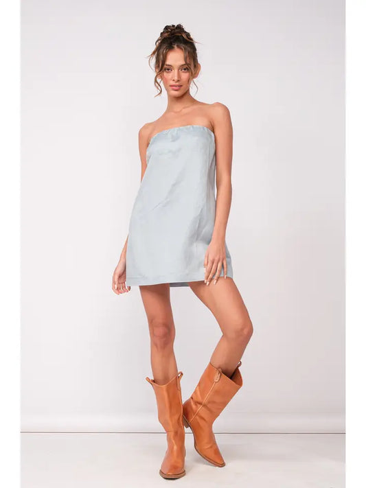 Solid Open Back with Band Tube Mini Dress