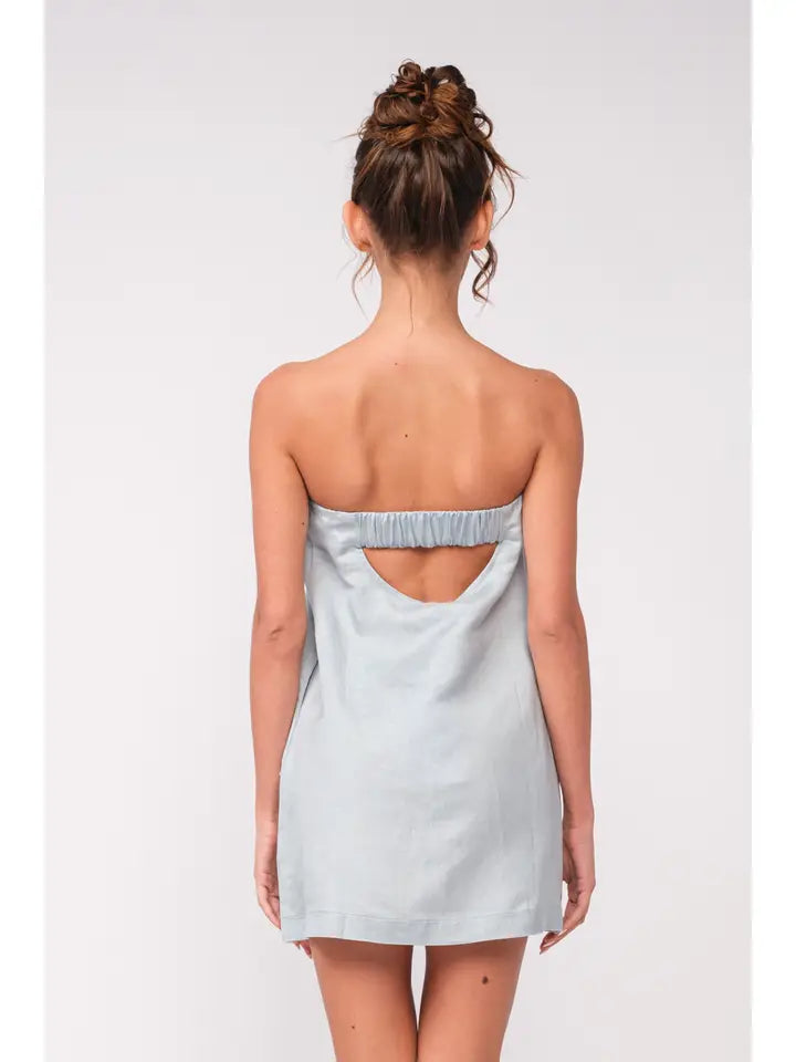 Solid Open Back with Band Tube Mini Dress