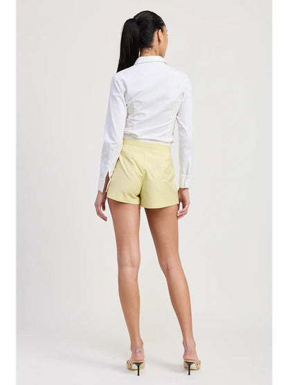 Contrasted Waist Band Pleated Skort