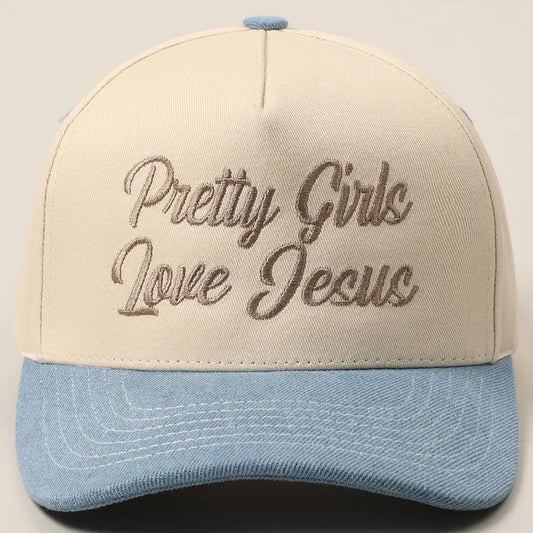 Pretty Girls Love Jesus Embroidery Trucker Hat