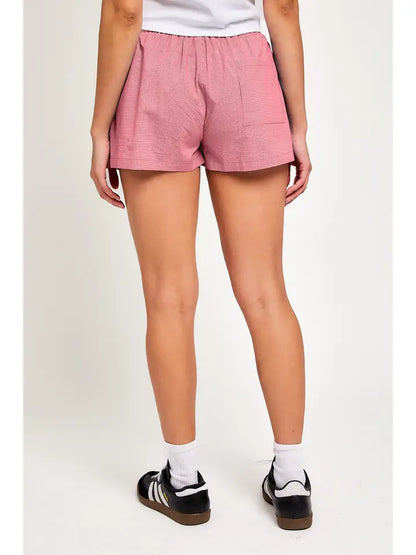 Waist Tie Check Shorts