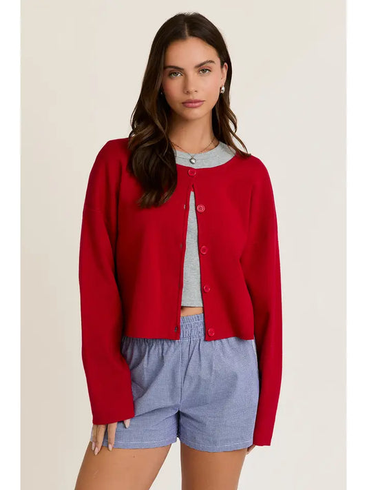 Round Neck Sweater Cardigan