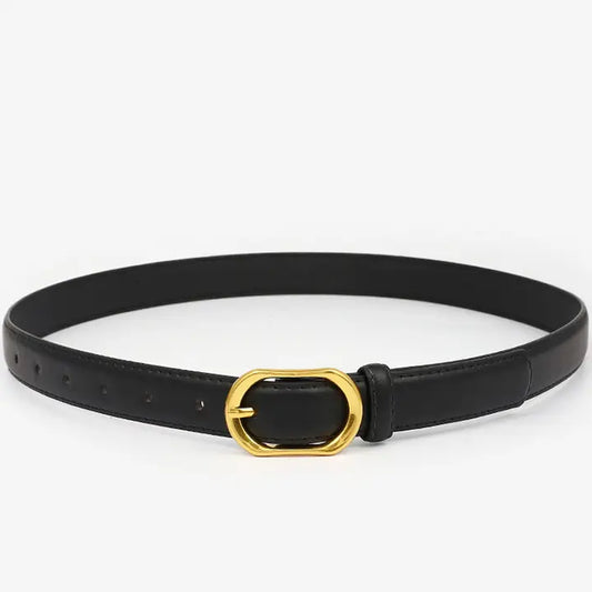 Gold Round Buckle Slim Belt