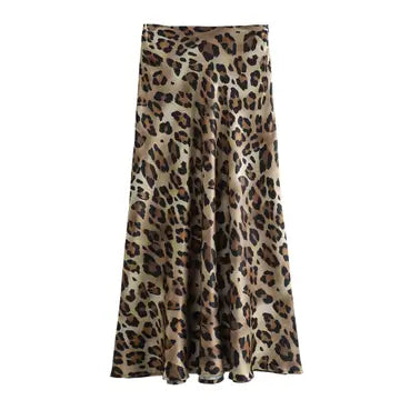 Satin Leopard Skirt