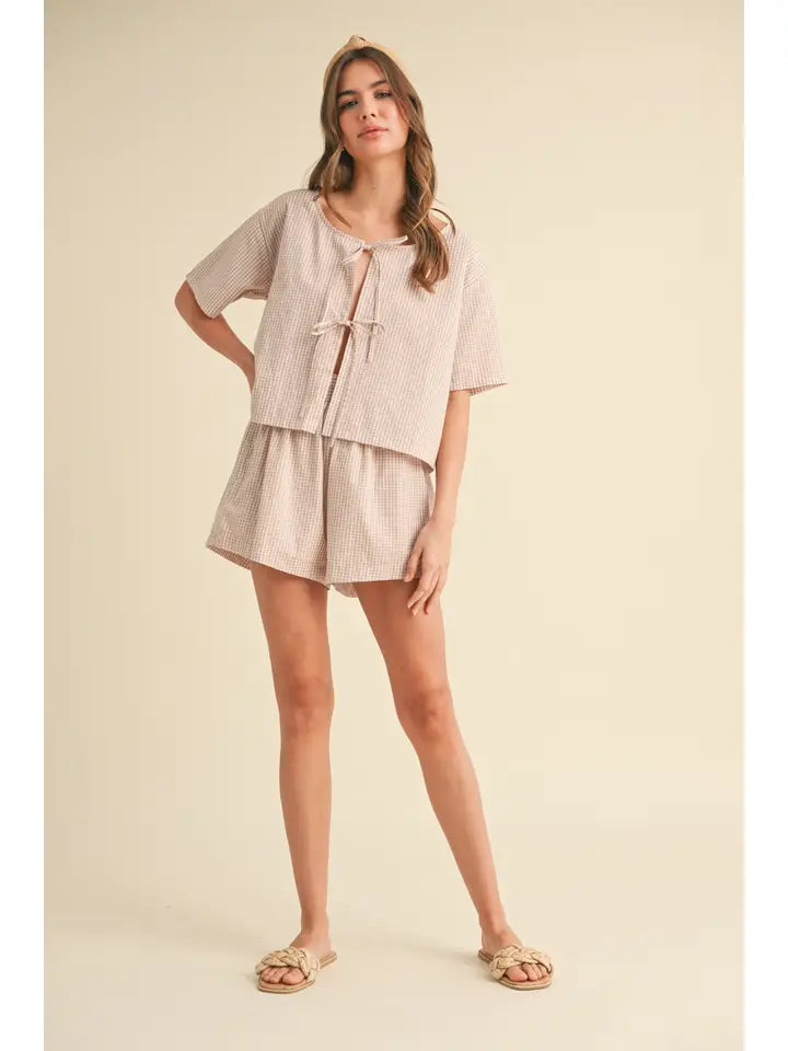Front Tie Detailed Shorts Set