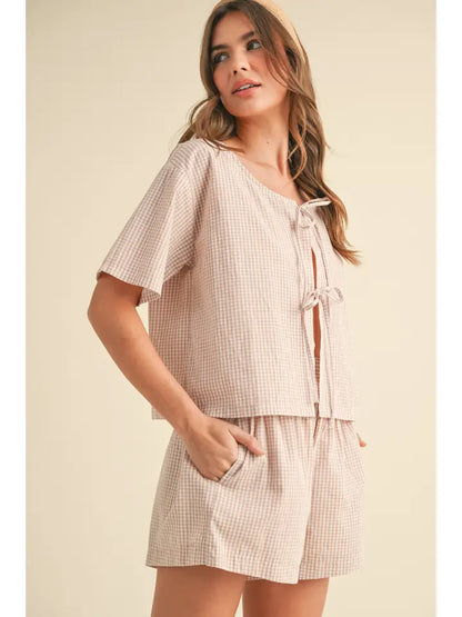 Front Tie Detailed Shorts Set