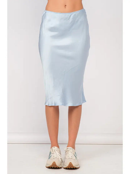 Stain Mini Lace Trim Slim Fit-in Midi Skirt