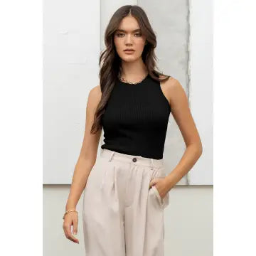 Round Neck Sweater Knit Tank Top