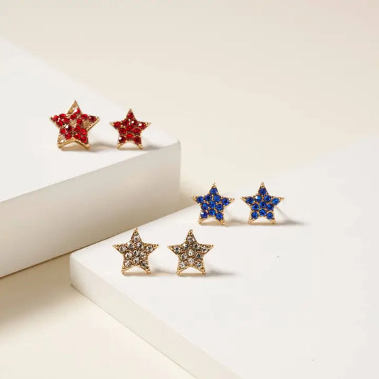 USA Stars Stud Earrings Set