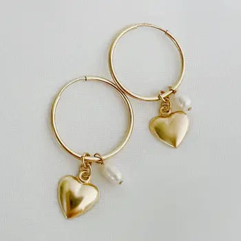 Summer Love Pearl Charm Hoops