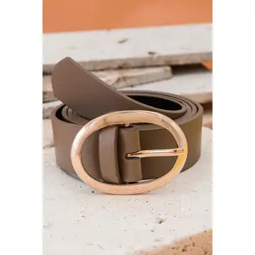 Classic Oval Buckle Leather Belt